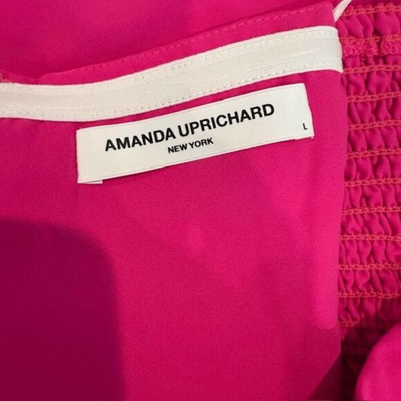 Amanda Uprichard Mandy Midi Dress Strapless Hot Pink High Slit Size Large - Picture 6 of 12